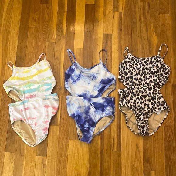 Set of Three Old Navy Girls One Piece Swimsuits Size L